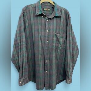 Vintage 90s Distressed American Eagle Long Sleeve Tartan Plaid Button Shirt